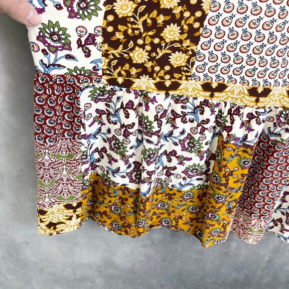 Emery Rose Womens Dress‎ M Boho Patchwork Cottagecore Indie Floral Fall Festival - Picture 5 of 12